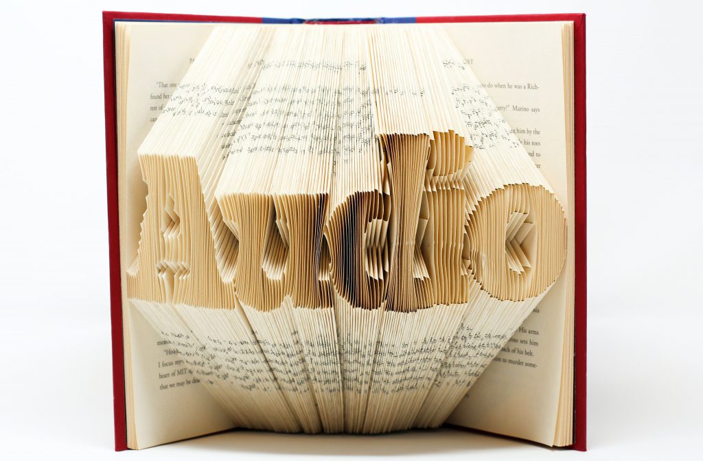 book with folded ages making audio word